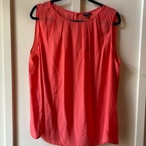 Talbots Coral Silk Sleeveless Sheer Blouse